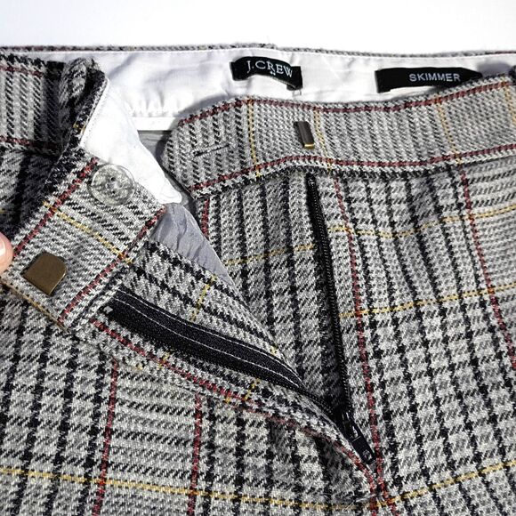 J Crew Wool Plaid City Fit Skimmer Cropped Trousers Women's 6 Academia Old Money - Picture 6 of 10